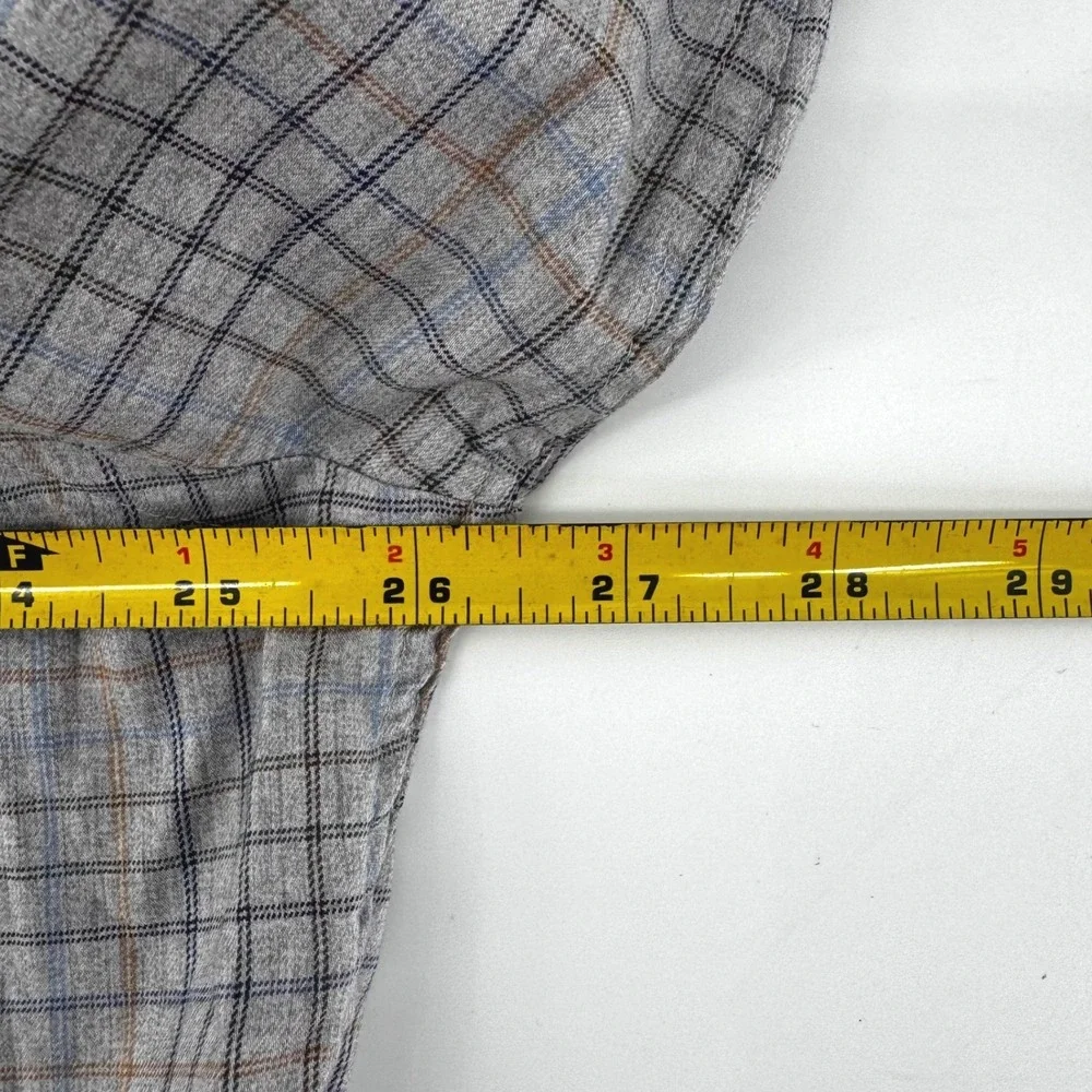 Peter Millar‎ Mens XL Performance Grey Plaid Button Down Long Sleeve Shirt